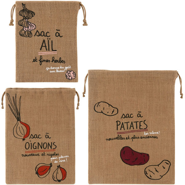 3 sacs conservation : ail, oignon, pomme de terre - ON RANGE TOUT